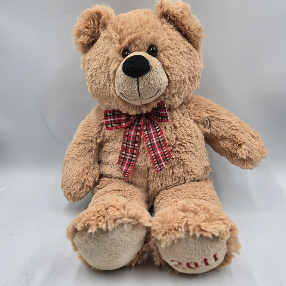 Build A Bear Winter Wishes Teddy Bear 2011 Plush Red Plaid Bow Vintage Tag EUC